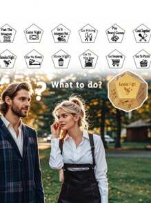 3 件情侣决策骰子套装 - 约会之夜、美食和电影创意的完美选择 - 送给男朋友、女朋友、丈夫、妻子、生日的理想礼物 - 米色 - 查看 4