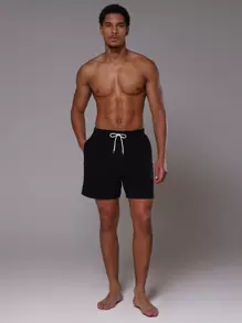 Musero Pantalones cortos con cordón de contraste para hombres para y verano - Negro - Ver 1