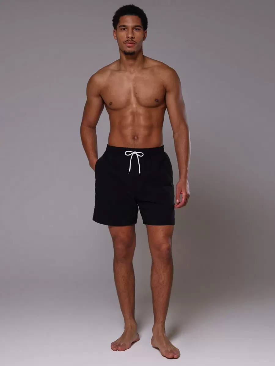 Musero Pantalones cortos con cordón de contraste para hombres para y verano - Negro - Ver 1