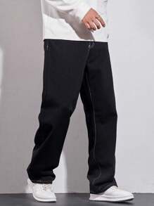Manfinity LEGND Men's Loose Casual Versatile Pocketed Wide Leg Jeans