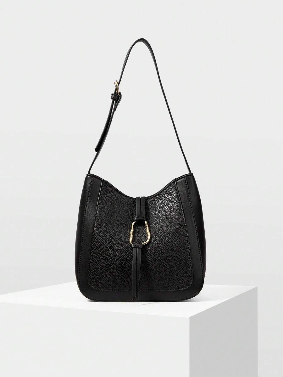 MOTF PREMIUM METAL CLASP SHOULDER BAG, FOR COMMUTE - Black - View 2