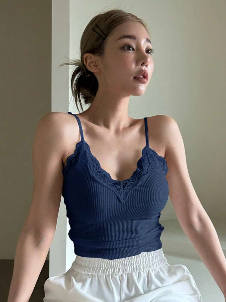 Women's Solid Color Cami Tank Top, Simple & Fashionable, Suitable For Summer Crop Women Tops