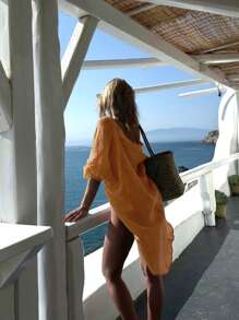 INAWLY Plus Size 2 Pieces Set: Solid Color Shirt And Pleated Mini Skirt, Casual Holiday Wear