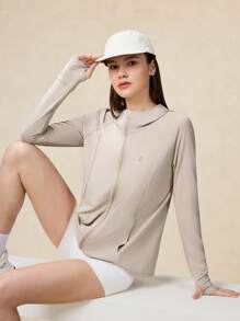 OutZeal SunProof UPF50+ 可打包防晒连帽速干透气高科技面料女款夹克 - 卡其色 - 查看 8