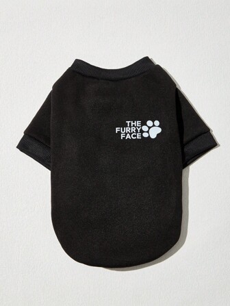 PETSIN 1 件宠物狗/猫百搭黑色休闲时尚印花圆领运动衫