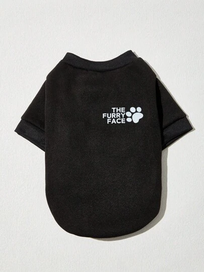 PETSIN 1 件宠物狗/猫百搭黑色休闲时尚印花圆领运动衫