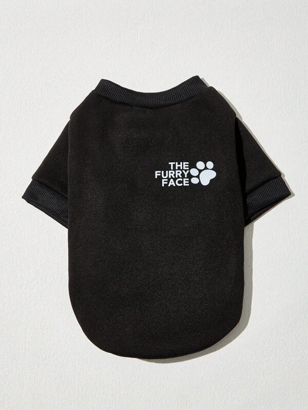 PETSIN 1pc Pet Dog/Cat Versatile Black Casual Fashion Printed Crewneck Sweatshirt