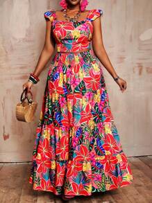 Slaydiva 2 件大码女士休闲西式服装，简约吊带背心上衣和裙子套装，适合日常穿着 - 彩色 - 查看 1