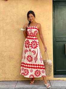 Chiquease Women's Elegant Red Casual Dress, Minimalist And Fashionable For Holiday And Daily Wear