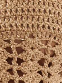 Musera Resort 细肩带扇贝针织 O 形环迷你吊带上衣仅限波西米亚风伊比沙岛可爱性感度假夏季海滩泳装假日 - 金色 - 查看 6