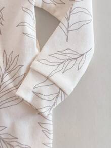 Loomiva Conjunto de pijama de 2 piezas para bebé niño con camiseta de manga larga de cuello redondo suave con estampado floral disperso y pantalón largo con cintura elástica