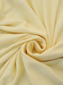 SHEIN LUNE 女士休闲纯色罗纹无袖立领开衩中长连衣裙，适合日常穿着，演唱会服装，女士狂欢服装，节日夏季女士连衣裙，奶油黄毕业礼服，度假礼服，女士海滩装，商务休闲装 - 黃色 - 查看 8