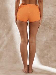 Musera Resort Mid Rise Smocked Micro Mini Shorts Cover Up Boho Ibiza Cute Sexy Vacation Summer Beach Swimwear Holiday