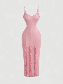 SHEIN MOD Women's Pink Slim Dress,Prom Dress,Summer Dress,Easter Dress Women,Concert Outfit Women,Music Festivals,Wedding Guest Dress Women,Spring Dresses For Women