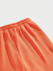 Manfinity Roghcode Shorts amples pour hommes avec cordon de serrage à la taille et imprimé lettres - Orange - Voir 4