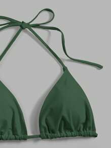 Swim Chiccia Conjunto de bikini de unicolor con escote halter y anudado, ropa de baño sexy para mujer, para el verano y la playa
