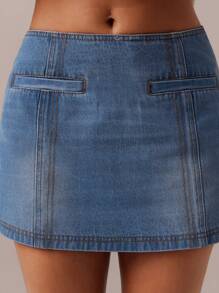 Forever 21 New Autumn/Winter Vintage Washed Mini A-Line Denim Skirt - Light Wash - View 6