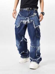 Manfinity Hypemode Men's Simple Fashion Denim Long Pants, Suitable For Summer - Dark Wash - View 4