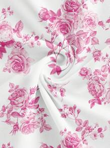 SHEIN MOD Women Floral Print Mid Waist Mini Ruched Bodycon Skirt, Suitable For Spring & Summer - Pink - View 4