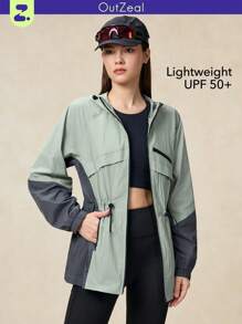 OutZeal Woman Lightweight Cooling Nylon Drawstring Waist Sun Protection Outdoor Jacket With Zipper Pockets Explore Outdoor Hiking