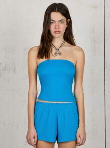 COUREZ Jersey Blue Mini Shorts Winter Clothes For Women Y2K Sexy