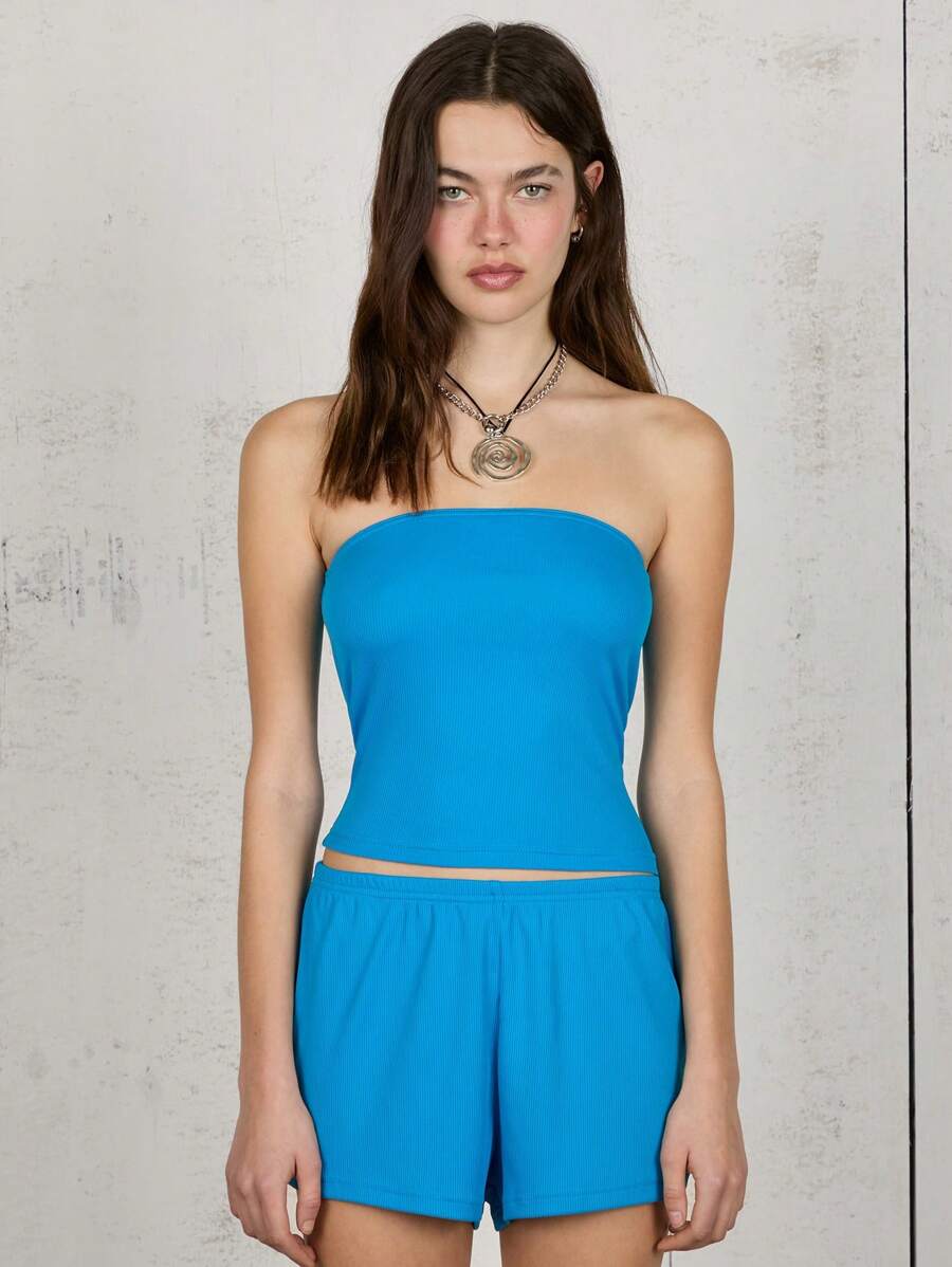 COUREZ Jersey Blue Mini Shorts Winter Clothes For Women Y2K Sexy