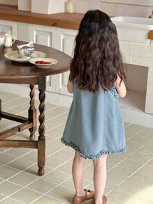 DAZY Young Girls Casual Denim Dress Vacation - Light Wash - View 3