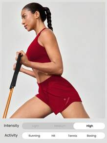 GLOWMODE 2.5 英寸 VitalSwift 超轻吸汗中腰可调节抽绳腰部反光跑步短裤内置防臭内衣后拉链口袋高强度健身跑步训练春夏 - 紫紅色 - 查看 7