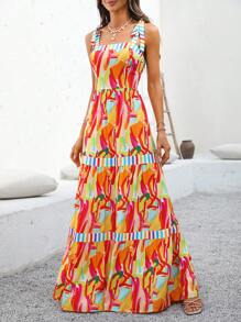 SHEIN VCAY Váy dây in dệt cho nữ - Nhiều màu - Xem 3