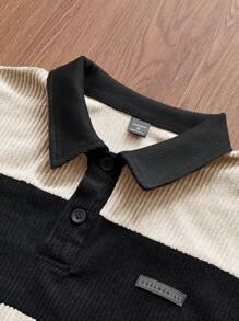 Manfinity VCAY 男士时尚休闲宽松针织半拉链长袖运动衫，日常穿着 - 米色 - 查看 3