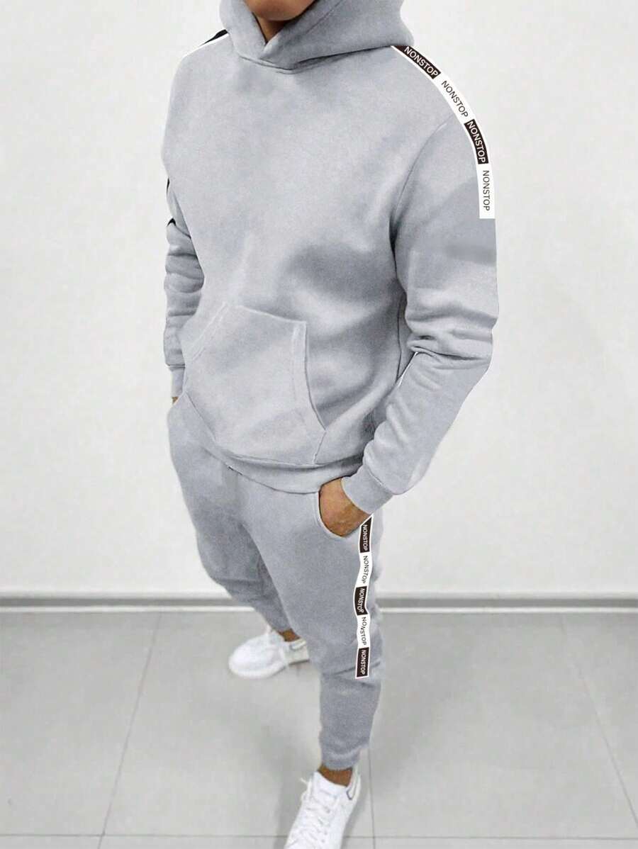 SHEIN 2pcs/Set Tween Boys Casual Loose Fit Letter Print Sports Outfit