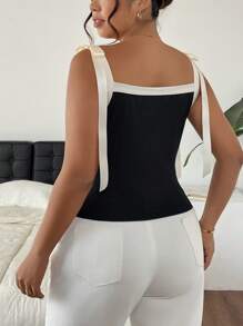 SHEIN Frenchy Camiseta sin mangas para mujer de talla grande con bloqueo de color, de moda