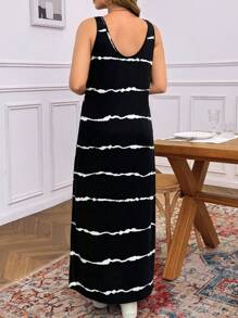 SHEIN LUNE 女士休闲无袖长裙，极简主义时尚日常穿着春假波西米亚风狂欢装节日春假装老钱风格女士狂欢装女士春季装度假装女士 - 黑色 - 查看 3