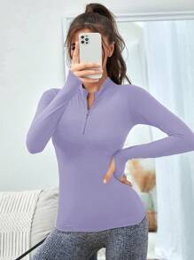 Easithlete Soft Sports Hoodie, Solid Color Long Sleeve Zipper, Minimalist & Fashionable, Suitable For Summer