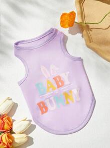 PETSIN 1pc Pet Cat Or Dog General Purple Baby Bunny Cute Print Comfortable Breathable Dog Vest - Red - View 5