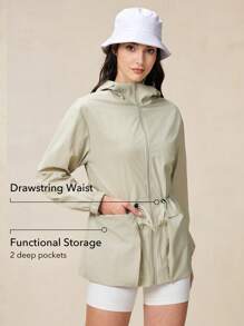 OutZeal 女士防水防风可收纳抽绳腰带户外夹克 露营徒步秋季