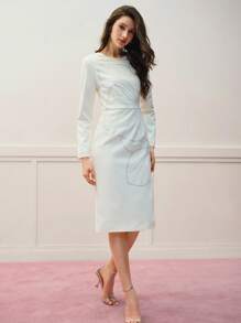 MOTF PREMIUM Vestido con estampado floral y bajo con dobladillo dividido - Albaricoque - View 1