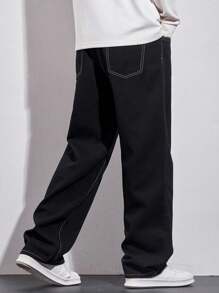 Manfinity LEGND Men's Loose Casual Versatile Pocketed Wide Leg Jeans