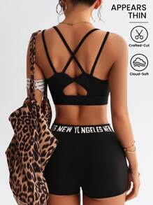 Easithlete 女士休闲百搭健身运动胸罩，适合日常穿着 - 黑色 - 查看 1