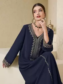 Al Najma Vestido largo de mujer de estilo turco y túnica árabe tradicional Abaya, Kaftan y Jalabiya, Modesto