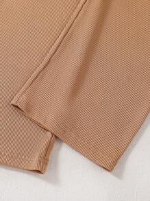 SHEIN Sparklyn 2 件 Tween Girl 白色背心和卡其裤休闲套装