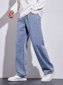 Manfinity LEGND Men's Loose Casual Versatile Pocketed Wide Leg Jeans