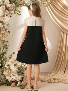 SHEIN Youth Girl Commuting & Casual Bow Collar Design A-Line Dress