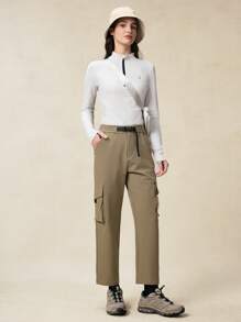 OutZeal Damen Outdoor Hose in Unifarbe, wasserabweisend, dehnbar, Nylon, verjüngt geschnitten, Sporthose für Frühling und Sommer - Khaki - Übersicht 6