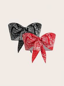 SHEIN ICON 2 件套女士修身系带短款吊带背心 - 紅色和黑色 - 查看 1