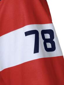 Manfinity Mode Men's Striped Numeric Casual Short Sleeve Polo Shirt - Multicolor - View 4