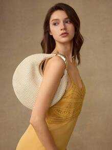 MOTF PREMIUM PU LEATHER TEXTURE PATTERN TOP HANDLE BAG - Apricot - View 2