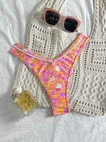 Swim Mod Beach Summer For Women, Assorted Print High Cut Swimwear Bottom For Vacation - Multicolor - View 1