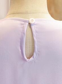 Gaun Pantai Motif Bunga Vintage untuk Anak Perempuan Remaja, Gaya Liburan Pantai Musim Panas - Purple - View 4
