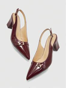 CUCCOO BIZCHIC Women's Fashionable Party Solid Color Pointed Toe High Heels - Burgundy - View 9